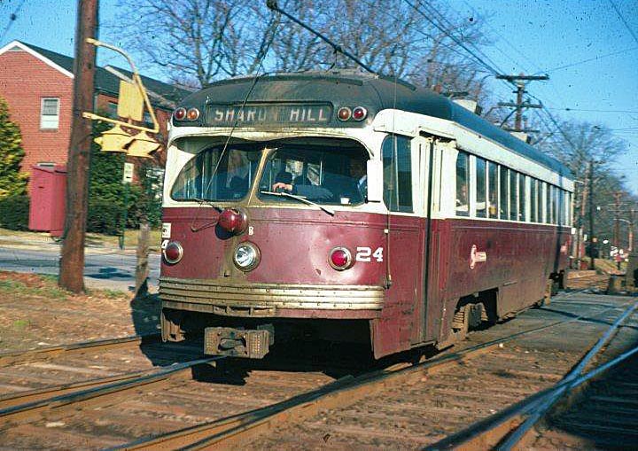 fp3.jpg - St. Louis Car Company built 14 of these double-ended cars in 1949.  Similar in design to PCCs, the cars ride on trucks suited for "high speed" suburban service. These cars are not PCCs. No. 24 is the highest number of the class. The photo was taken at Drexel Hill Junction, where the lines to Sharon Hill and Media split.
