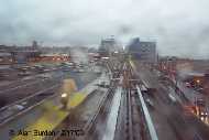 Approaching Station D (Jamaica), with the LIRR station to the left