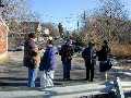 Our group waits in the street near Tottenville station; Jishnu Mukerji photo