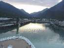 Approaching dock in Skagway.  Ore dock is on left.