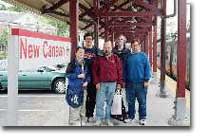 The group poses at New Canaan station