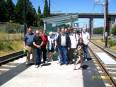 At Moody & Gibbs streetcar station after riding the Aerial Tram.