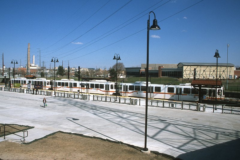 20130186-rtd.jpg - A westbound train at the Decatur-Federal Station.  The home of the Denver Broncos is just a 1/4-mile walk away, and the large plaza, as well as the fenced platform area is intended to help with anticipated crowds. (4/26/13)